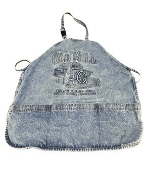 Vintage The Old Mill Denim Apron Made in USA Heavy Denim‎ Adjustable Neck Strap
